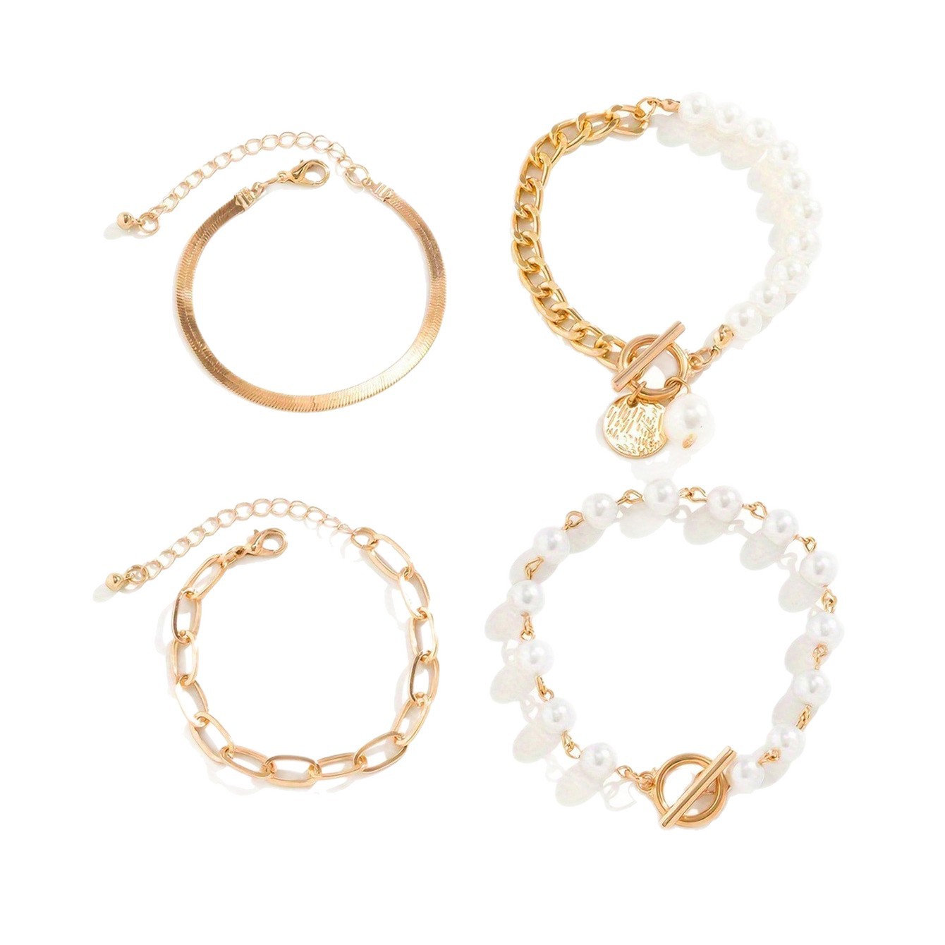 Cross-border Popular Pearl Multi-layer Jewelry, Portrait OT Clasp Bracelet Set, Personalized Cross Chain Hand_voghion.com