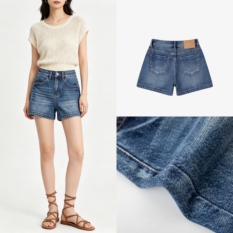 European and American Style Blue Tencel Thin Denim Shorts for Women, Summer 2026, High-Waisted, Slimming, Versatile, Soft, Non-Stretch, Loose Pants European and American Style Blue Tencel Thin Denim Shorts for Women, Summer 2026, High-Waisted, Slimming, Versatile, Soft, Non-Stretch, Loose Pants