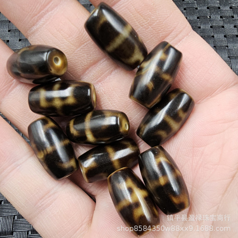 黑金贵人天珠路路通玉石散珠深透玛瑙勒子桶珠饰品配件手工珠批发