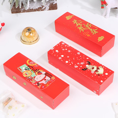 New Year and Christmas long flip-top red baked pastry packaging box frosted biscuit snowflake crisp box wholesale