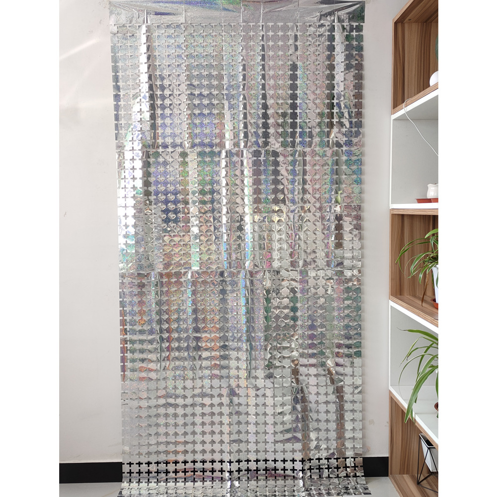 Cortina de seda de lluvia nueva decoración del partido pequeña cortina cuadrada transfronteriza escena diseño fiesta suministros Golden Laser cortina cuadrada