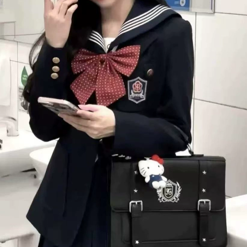 Академический стиль черный jk униформа женский набор весны и осени