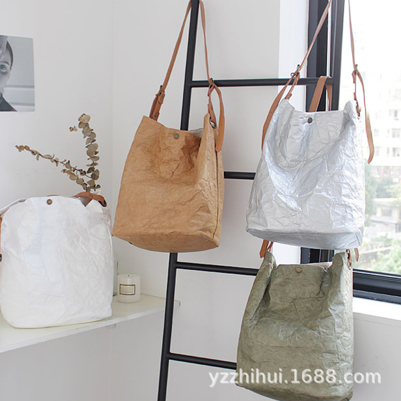 新款耐撕杜邦纸收纳袋 女生通勤斜挎单肩包 潮流ins风购物袋