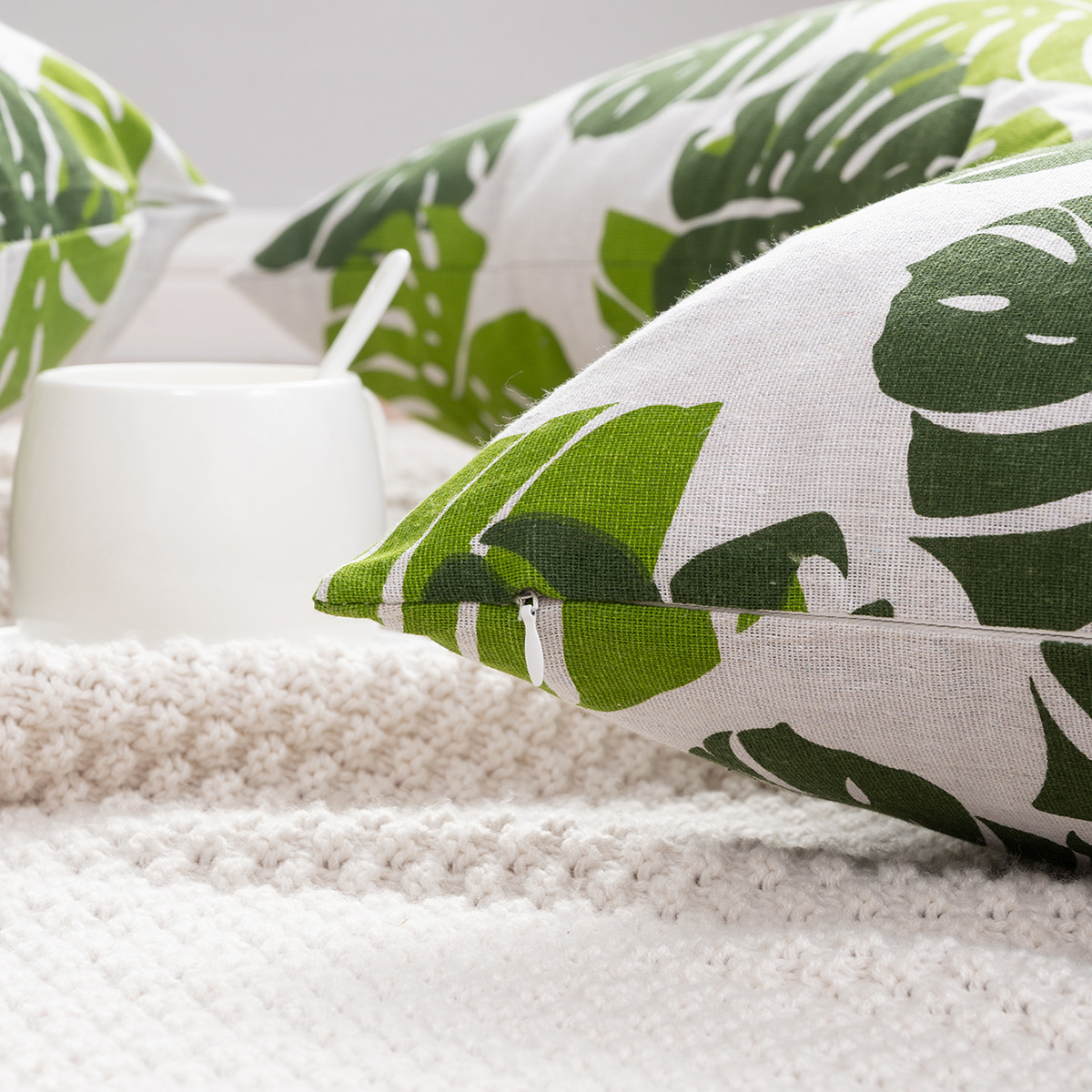 Funda de almohada de hoja de plátano elástica transfronteriza Funda de cojín de sofá simple Comercio exterior Funda de almohada del sudeste asiático Sin núcleo