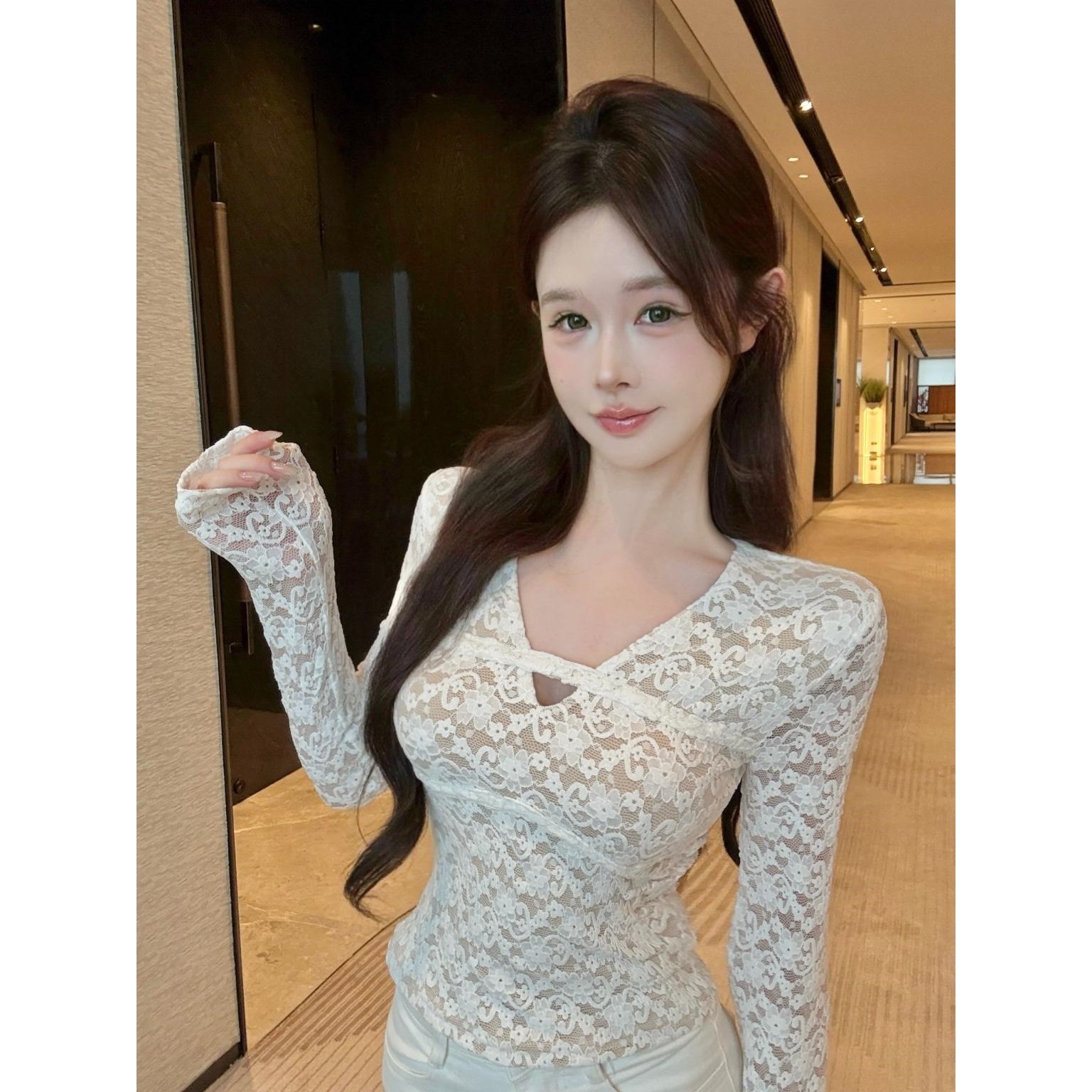 Lace winter sexy elegant short long-sleeve