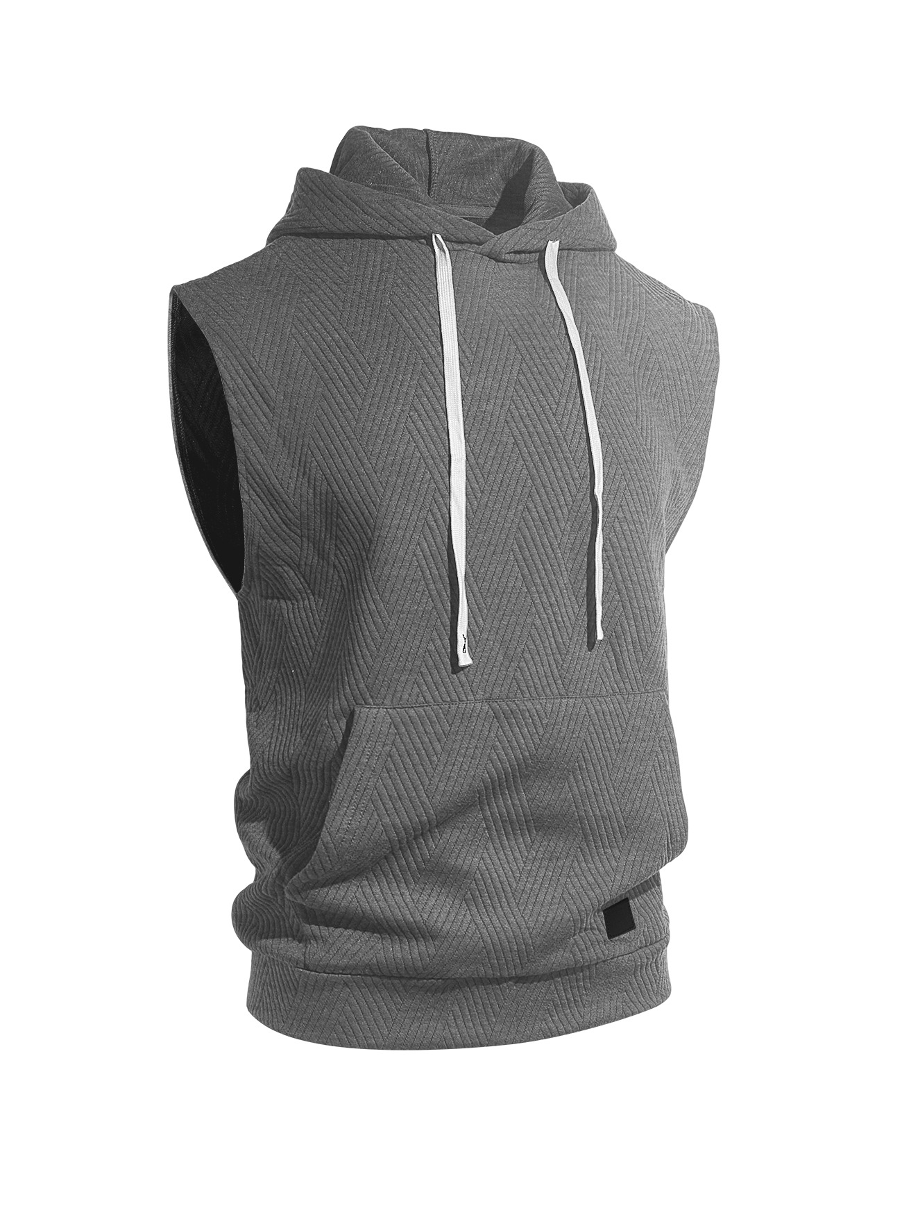 Monochrome Man- Cross-Border Solid Color Jacquard Knitted Hooded Sleeveless European And American Casual Sports Vest Shorts Set_viptrois.com