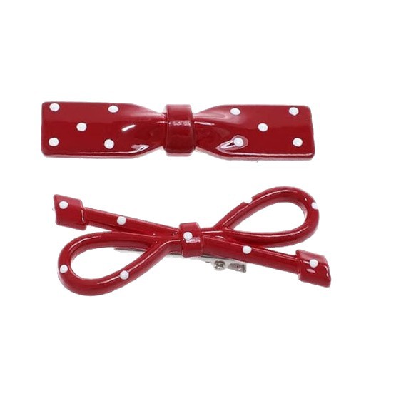 Anchor Red Dot Bow Clip Clip Clip Side Sweet Girl Clip Red Red Hair Adornement Tarjeta de pelo de mujer