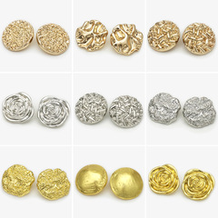 ゴールドシルバー不規則金属ボタンローズ花コートボタン凹面スーツセーターボタンアクセサリー