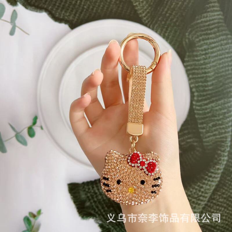 跨境新款KT猫钥匙扣挂件卡通挂饰陶泥镶钻书包背包饰品配件批发|undefined