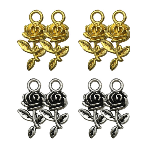 1 Alloy Rose Pendant Creative DIY Bracelet Necklace Pendant Accessory Vintage Alloy Mini Charms