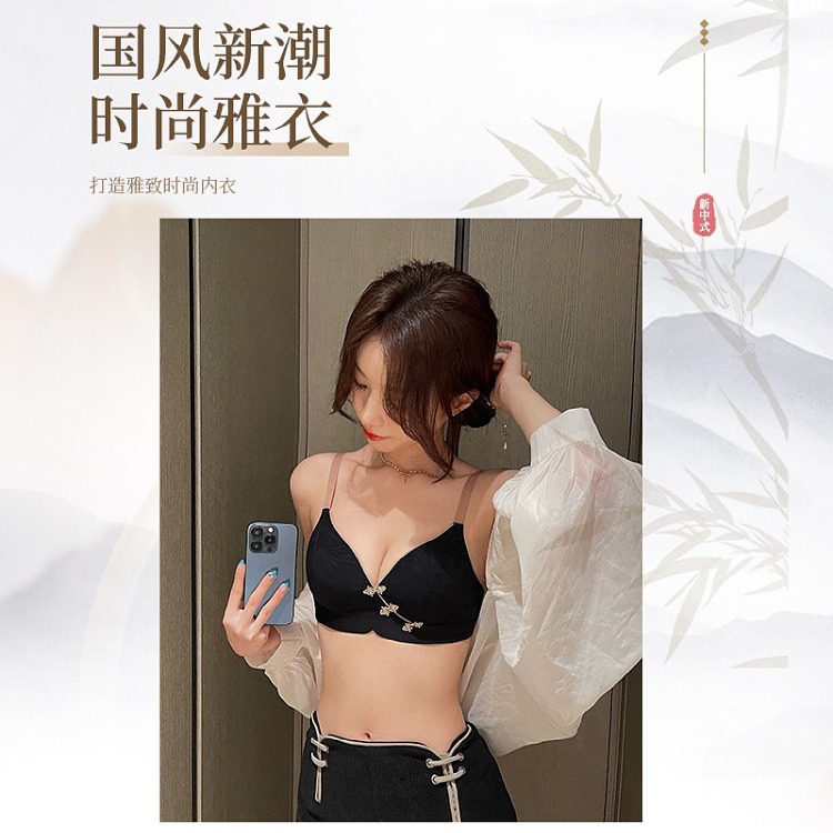 Transmisión en vivo 3301 nuevo bordado con hebilla de disco de estilo chino, belleza de estilo nacional, ropa interior de niña, sujetador de malla ligero y transpirable
