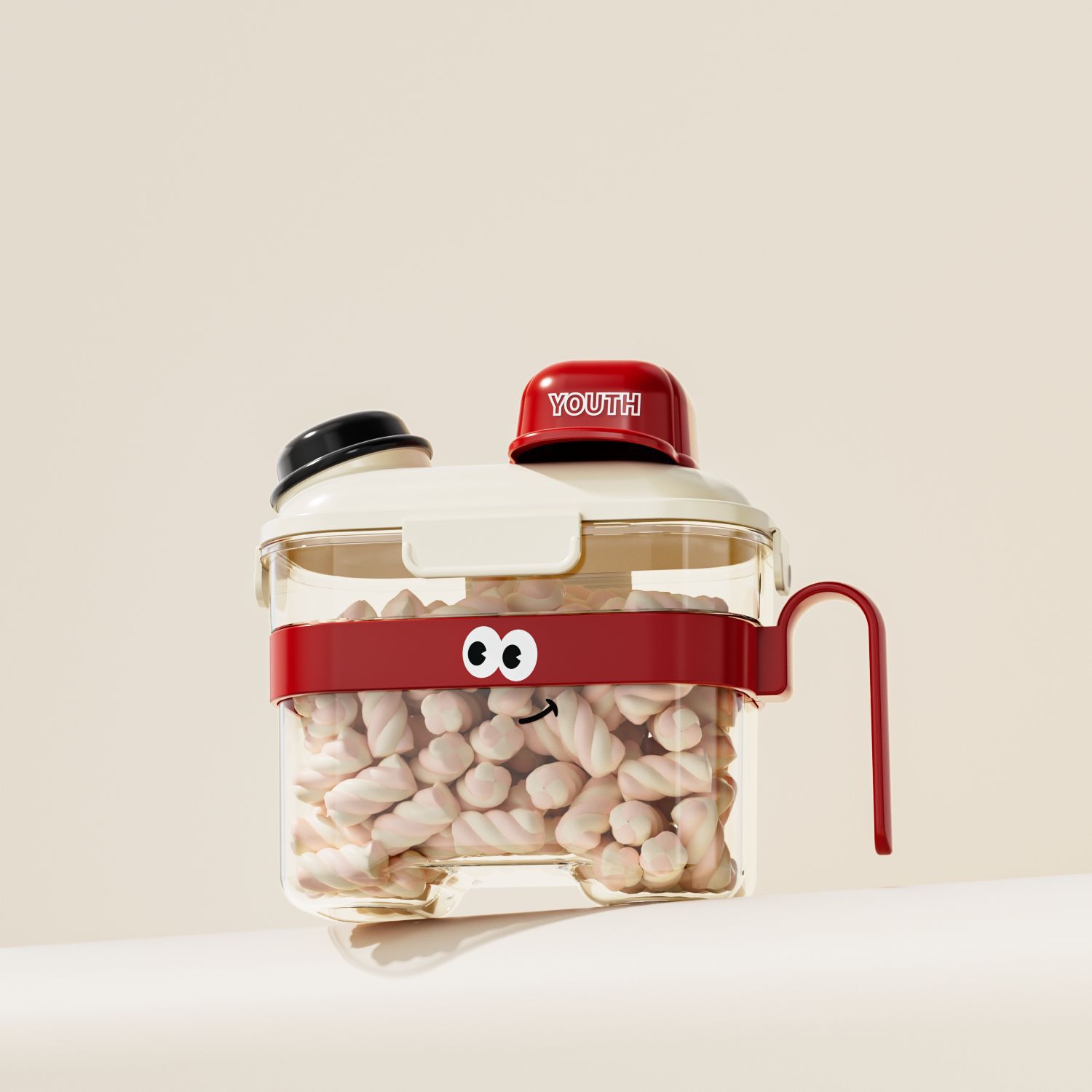 Cartoon grain storage jar - small, red, 2800ml