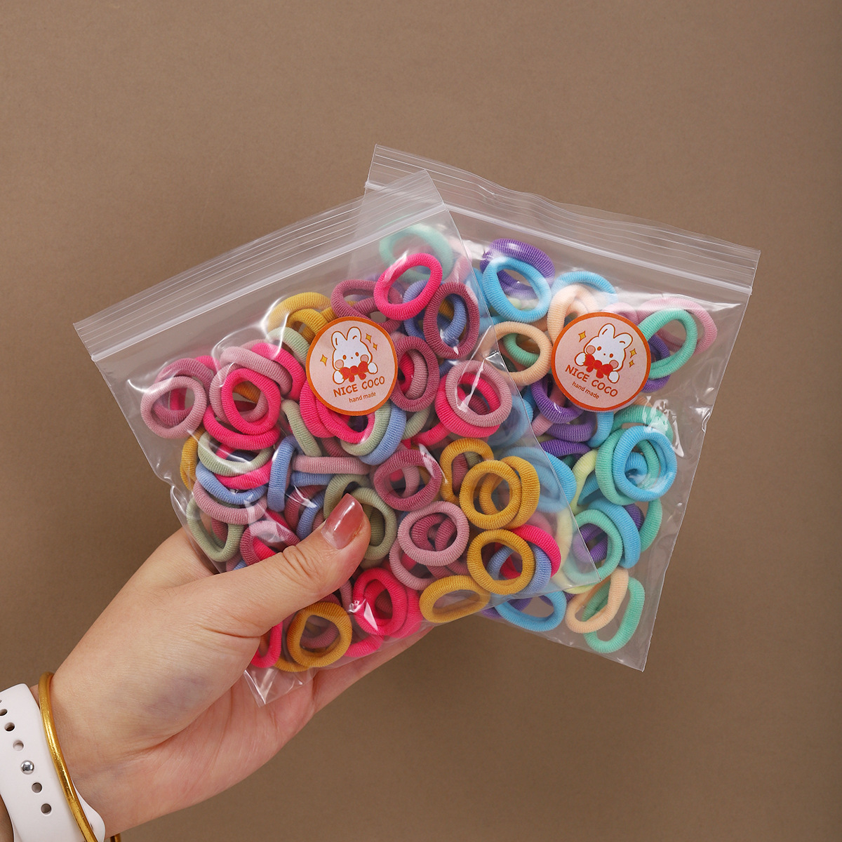 Pequeño anillo de cabello para niños coreanos, anillo de toallas para bebés, banda de cabello para niñas, caramelo de color, anillo de pulgar.