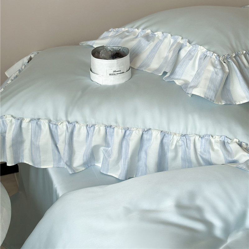 Jogo de roupa de cama verão tencel com renda estilo coreano_voghion.com