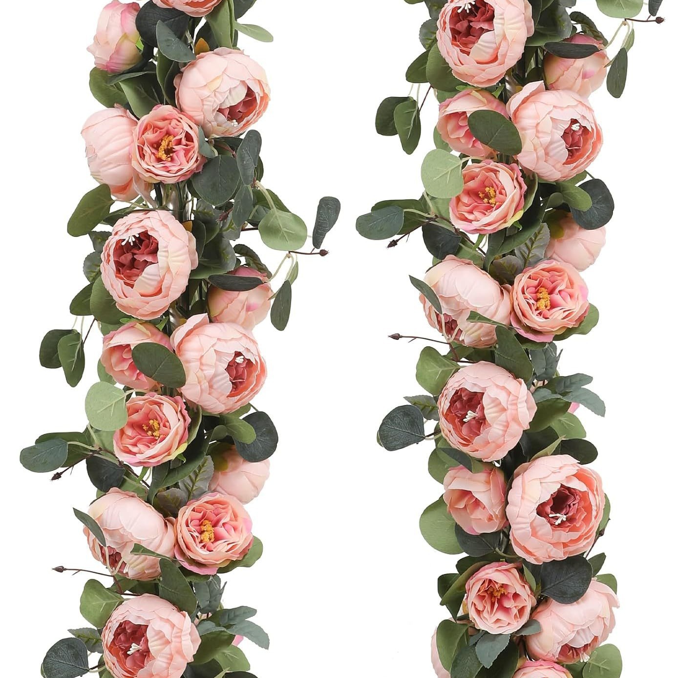 Cross-Border Peony Flower Vine Artificial Fake Flower Rattan Eucalyptus Leaves Rose Wedding Decoration Wall Hanging Amazon Flowers