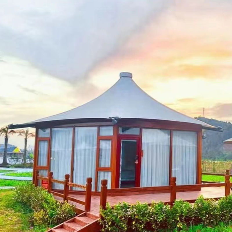 Tienda de hotel al aire libre a prueba de lluvia lugar escénico turístico vacaciones tienda de alojamiento residencial antiviento cinturón de fuego baño de dormitorio