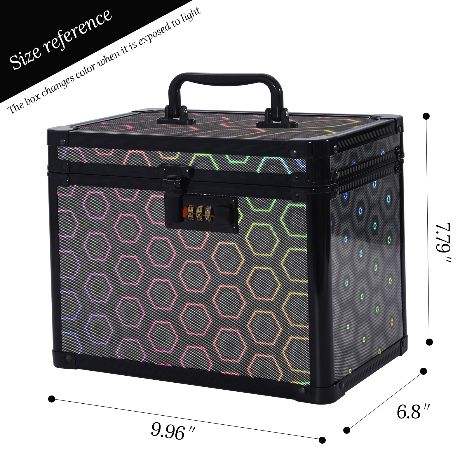 Estuche de cosméticos de aleación de aluminio, juego portátil de una sola pieza de gran capacidad de doble capa con caja de almacenamiento de espejo, bloqueo de contraseña, bolsa de cosméticos