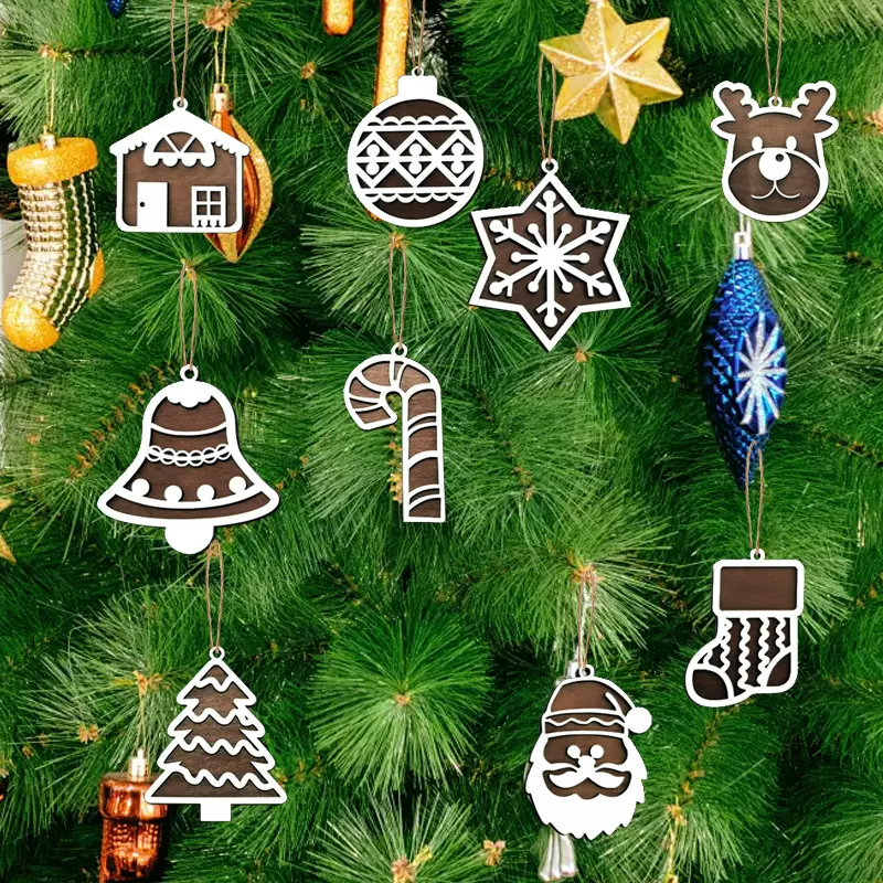 圣诞节挂件雕刻雪花圣诞老人圣诞树挂件家居装饰挂件圣诞袜挂饰