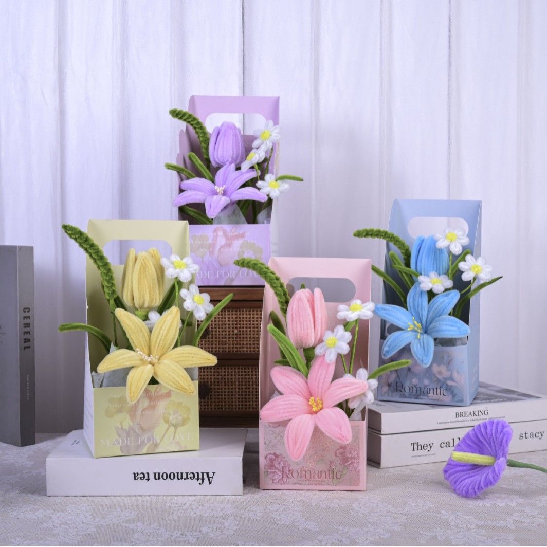 成品花盒花束百合郁金香教师节七夕送老师女友开学季礼物仿真花