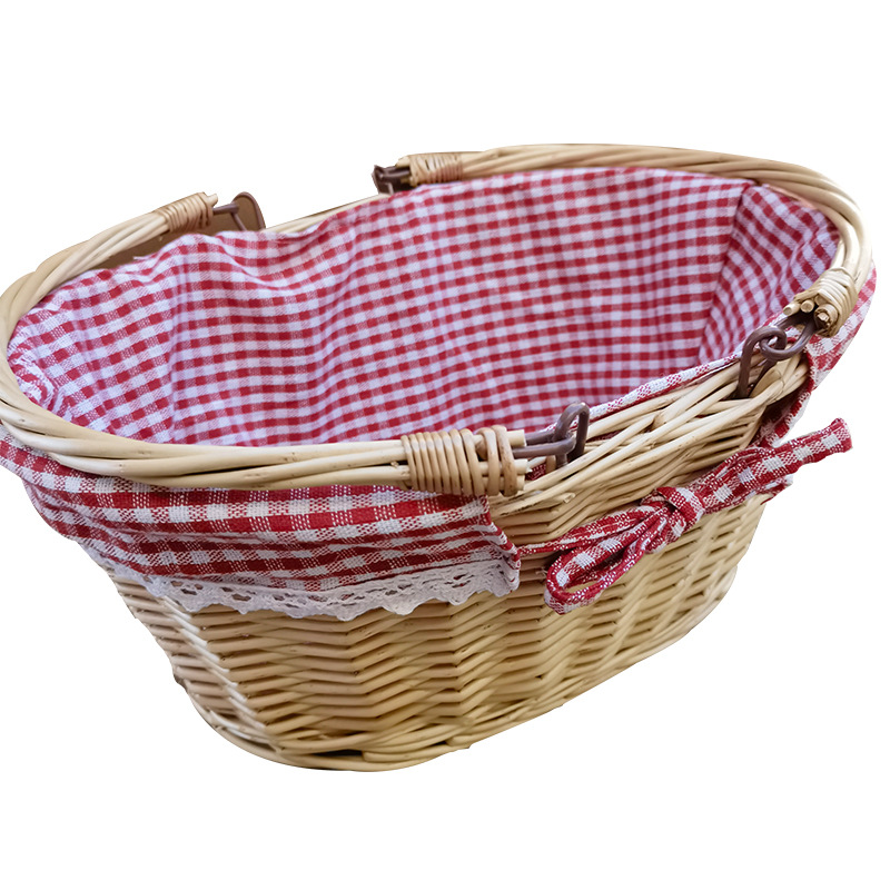 Cesta de compras tejida de ratán y mimbre, cesta de mimbre, cesta de picnic para frutas, cesta de almacenamiento