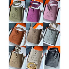 Handmade waxed waxed head layer cowhide mini Evelyn mini genuine leather women's bag Togo leather single shoulder crossbody hollow small square