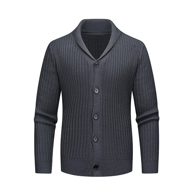 Cardigan de punto de hombre otoño-invierno con solapa nueva moda de mediana edad para usar hebilla suelta suéter de cuello en V para hombre
