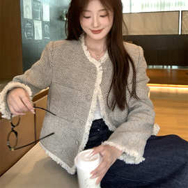 高级感流苏短款小香风粗花呢外套女秋季2025新款法式宽松气质上衣