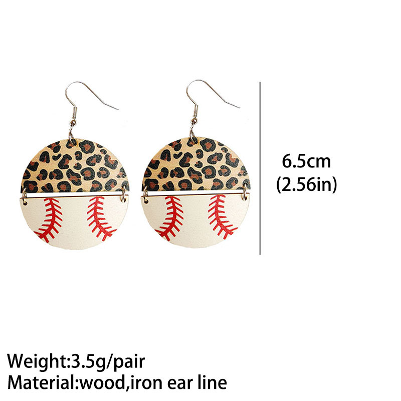 Retro Fashion Geometric Leopard Football Wood Patchwork Women's Earrings display picture 1