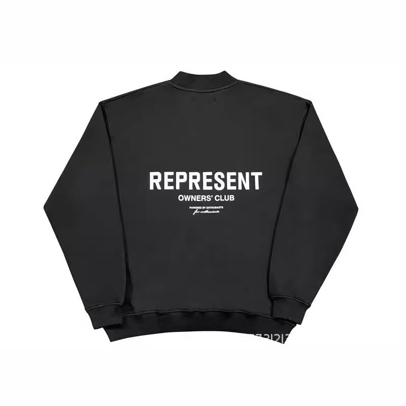 American Style represent Small Label Letter FOG Printed High Street Pure Cotton Casual Loose Round Neck Sweatshirt for Men and Women Couple