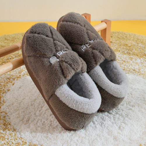 Ruiliya Men's Cotton Slippers, Winter Style: Heel-Encased, Warm, Non-Slip, Fleece-Lined Indoor Home Slippers—Wholesale Bulk Purchase