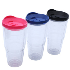 国境を越えたアマゾンの新型現代直飲プラスチックカップネット赤シンプル携帯24オンス二重ねじカップ