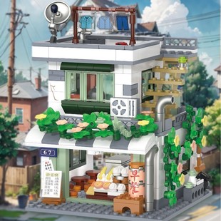 Zhegao Mini Particle 612037-40 Years of Memories Retro Street Scene Ornaments Boys and Girls Toys Assembled Building Blocks
