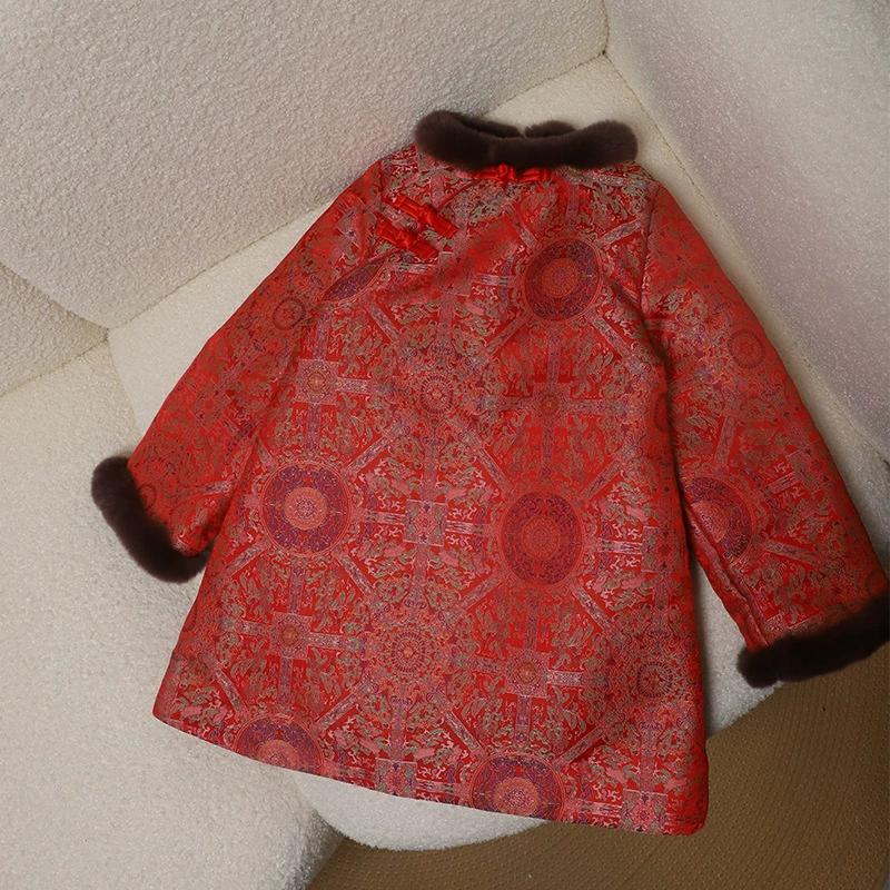 [Новогодняя одежда] Новая китайская юбка из хлопчатобумажной одежды для девочек