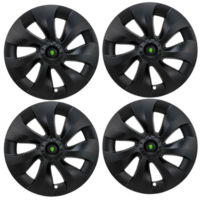 Applicable to Tesla Modely wheel Hub cover - my19-inch-cyclone-matte-black-black-label-set-of-4