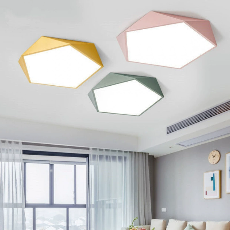 Лампа для спальни Macaron, светодиодная потолочная лампа, геометрическая лампа для детской комнаты, простая современная лампа для гостиной с героями мультфильмов, дропшиппинг, завод