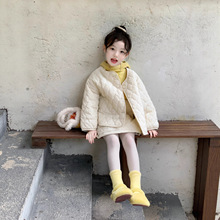 女童韩版套装2025秋冬新款童装中小童洋气绗线夹棉外套半裙套装