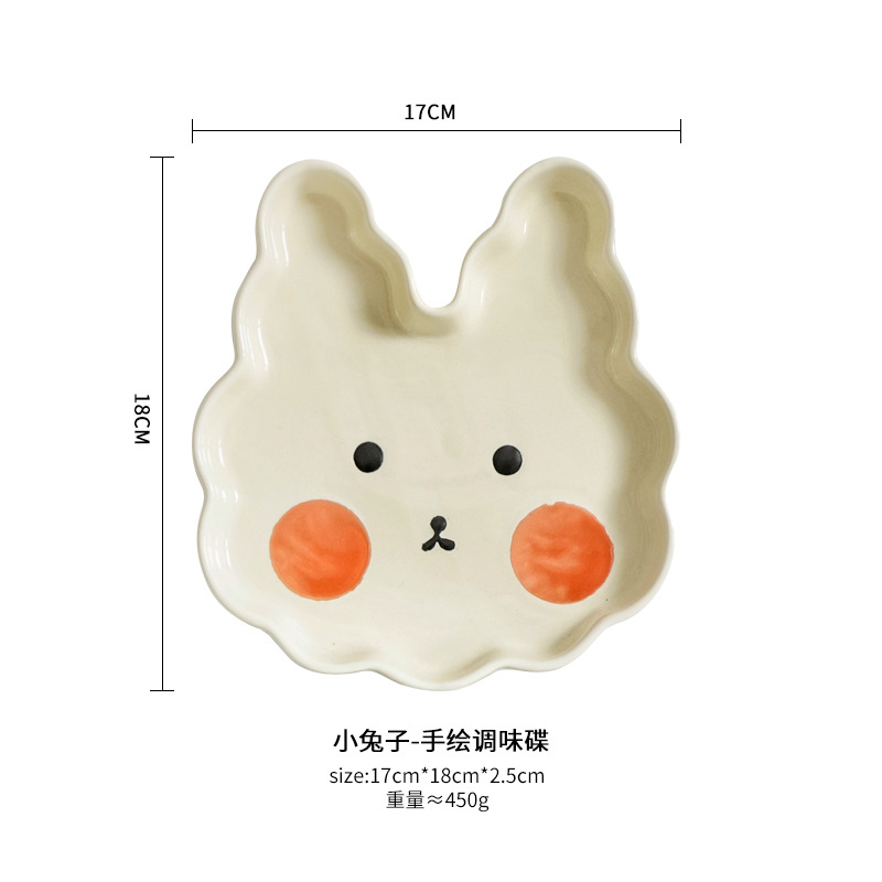 Plato japonés creativo encantador de dibujos animados, plato de conejo para bebés, plato de comida para niños, plato de bocadillos para animales domésticos, plato de comida