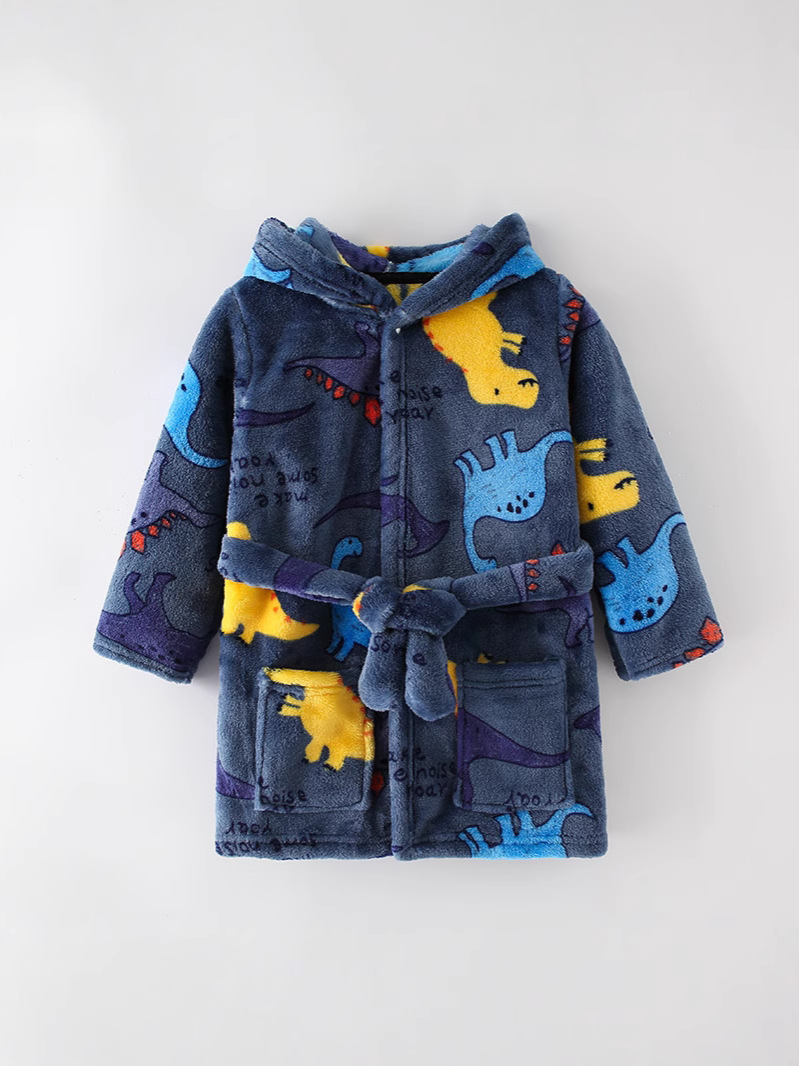 Demi-season children's flannel bathrobe