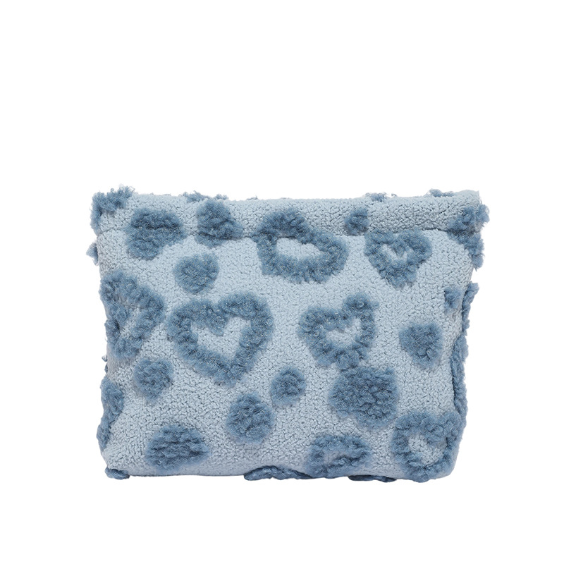 2025 nuevo estilo simple peluche fresco lindo amor alto valor facial bolsa de almacenamiento de lápiz labial casual bolsa de mano