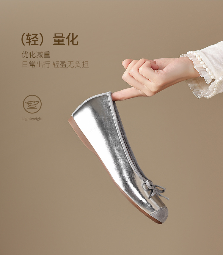 Giày cao gót nữ mũi tròn bít thắt nơ, tăng chiều cao nhẹ nhàng — AH602M màu trắng bạc chi tiết 8