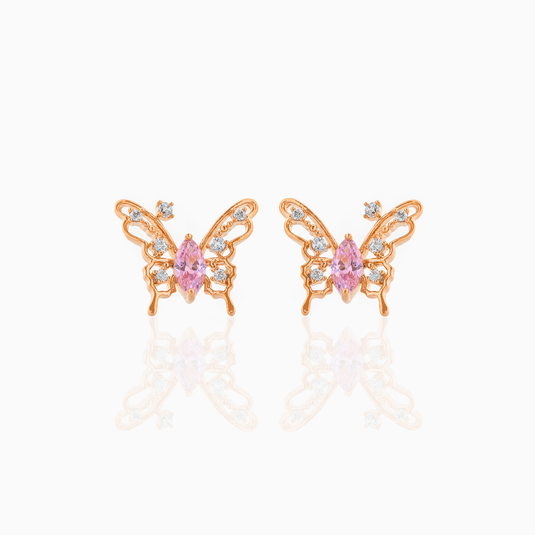 Korean Style Korean Style Dignified Hollow Butterfly Studs Micro Inlaid Zircon Pure Silver Ear Pin E