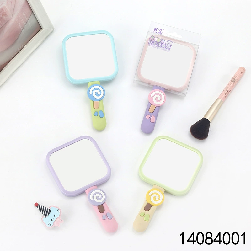 Cartoon handle, handheld cute acrylic mirror