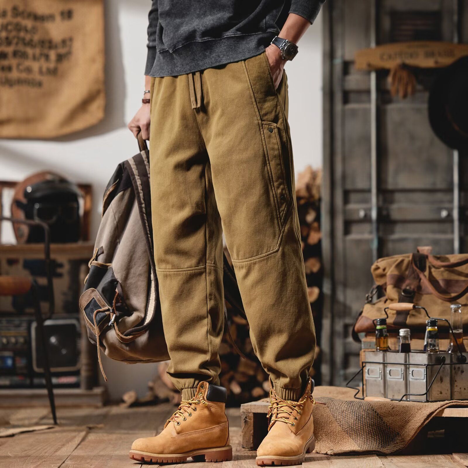 American Heavy-Duty Work Pants for Men 2025 Autumn and Winter New Loose-Fitting Pure Cotton Casual Harem Wear-Resistant Pants