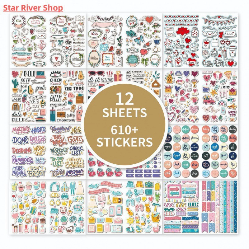 610 шт. наклейки для свадебного блаженства, водонепроницаемые съемные свадебные наклейки