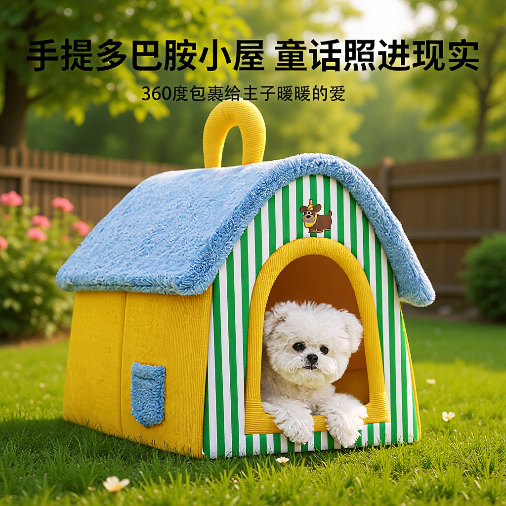 狗窝四季通用宠物房子秋冬保暖泰迪比熊封闭式帐篷可拆洗狗屋批发