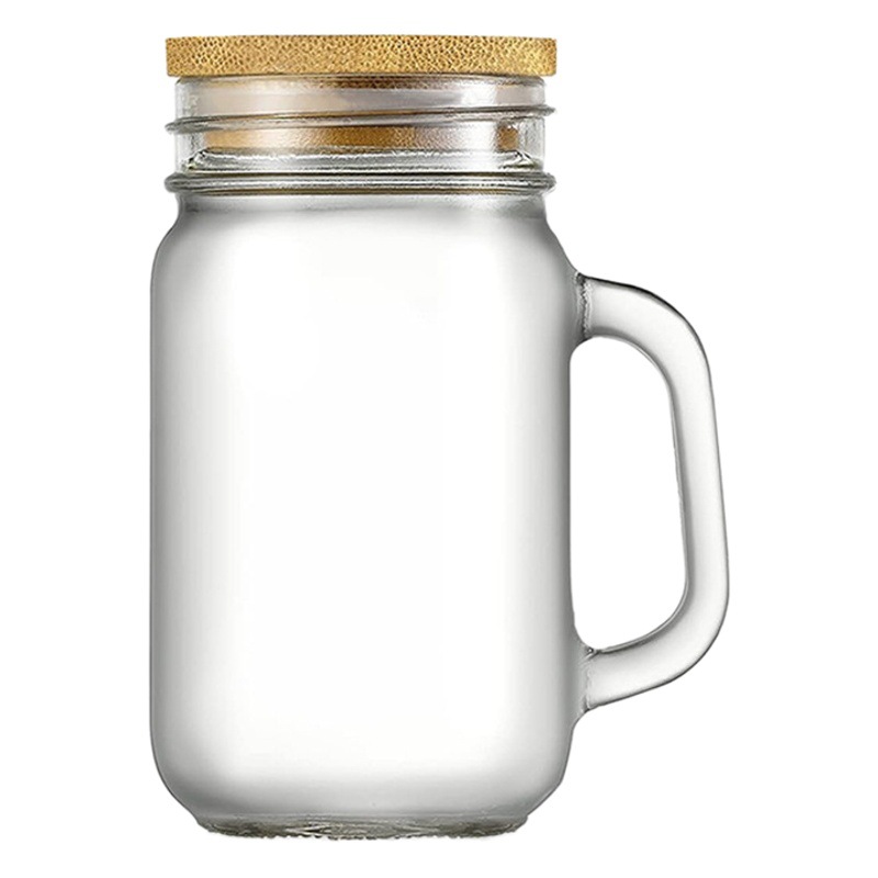 Transfronterizo Mason mango botella de bebida de vidrio jugo leche taza de té de almacenamiento de tuerca mango transparente Copa fábrica al por mayor