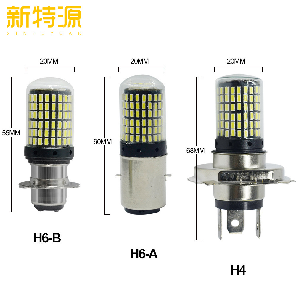 Motorcycle light LED headlight H4 BA20D P15D H6 3014 144SMD electric light modification double claw