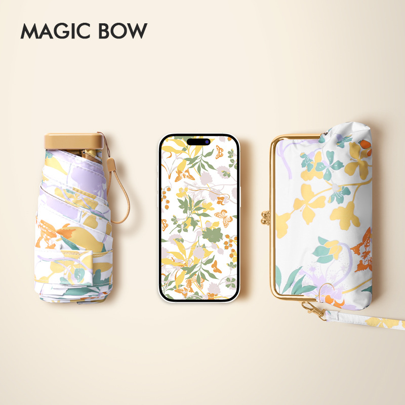 Bolso de la señora paraguas de sol femenino soleado y lluvioso de alto aspecto súper protección solar UV sol paraguas pequeño portátil publicidad personalizada