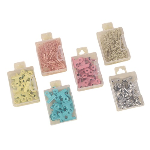 Macaron color binder clip metal file clip paper clip I-shaped nail set office receipt clip wholesale