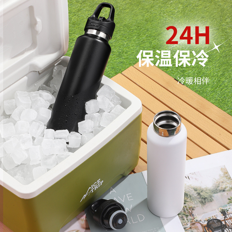 Hervidor deportivo de acero inoxidable 316 Taza de vacío Taza de agua recta con tapa abierta con una mano Taza de boca pequeña portátil para exteriores